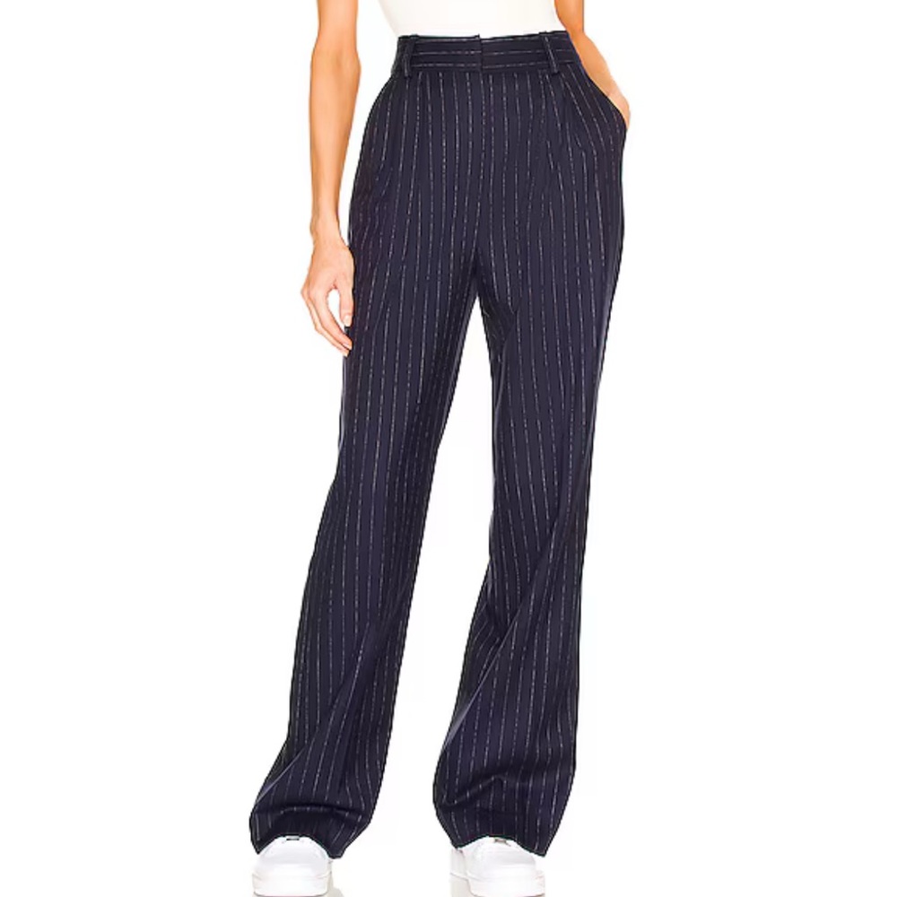 Favorite Daughter Navy Striped Wide Leg Pants